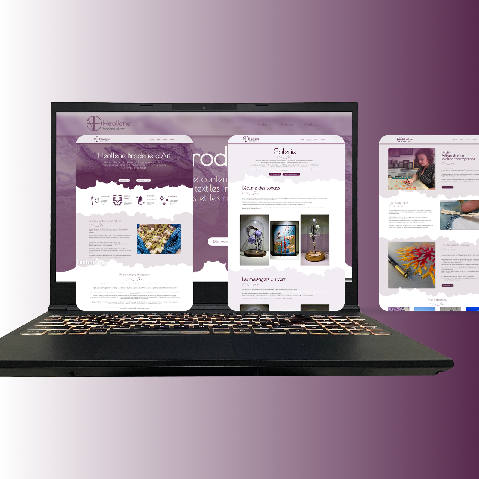 Visuels du site Heollene sur ordinateur de bureau