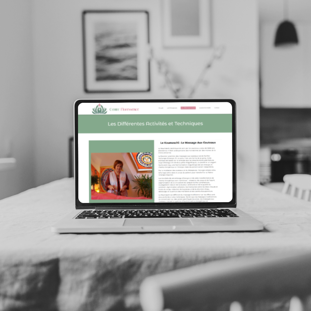 Visuel page technique fictive site centre flo sur ordi bureau